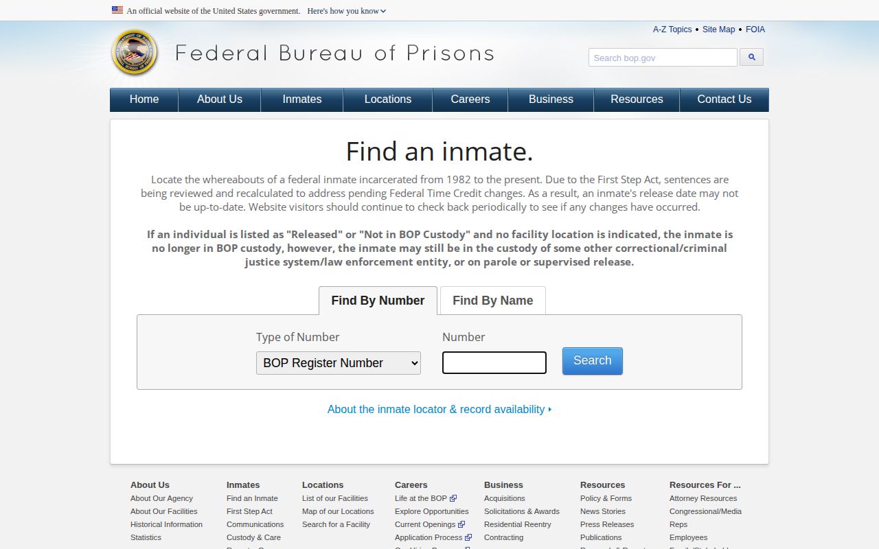 Federal BOP release locator for a Cook County connected person