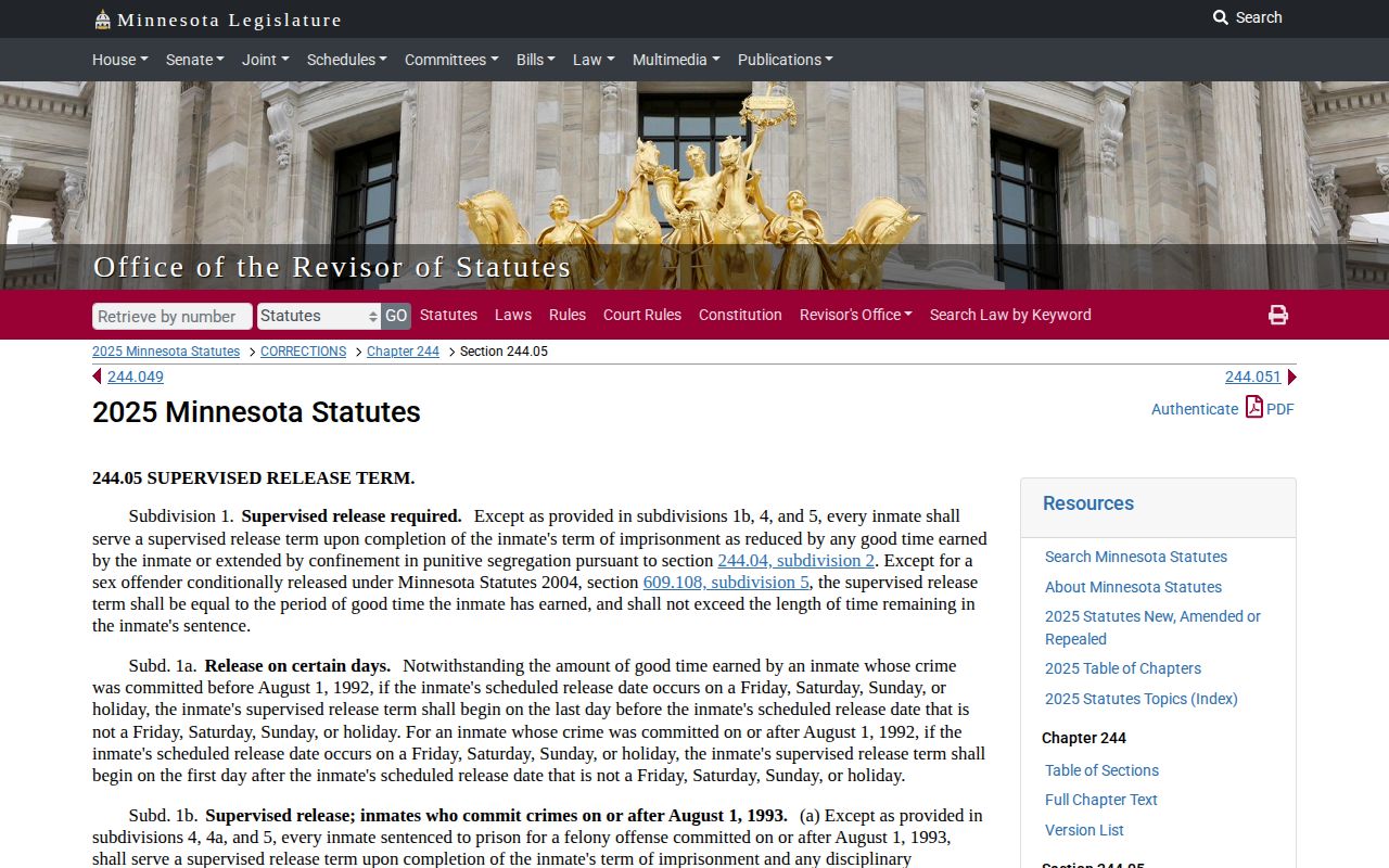 Cook County parole and probation supervised-release statute record